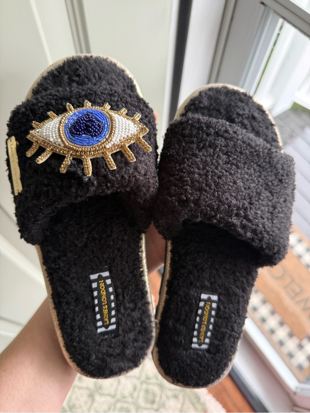 Laines London evil eye slippers new unused size medium